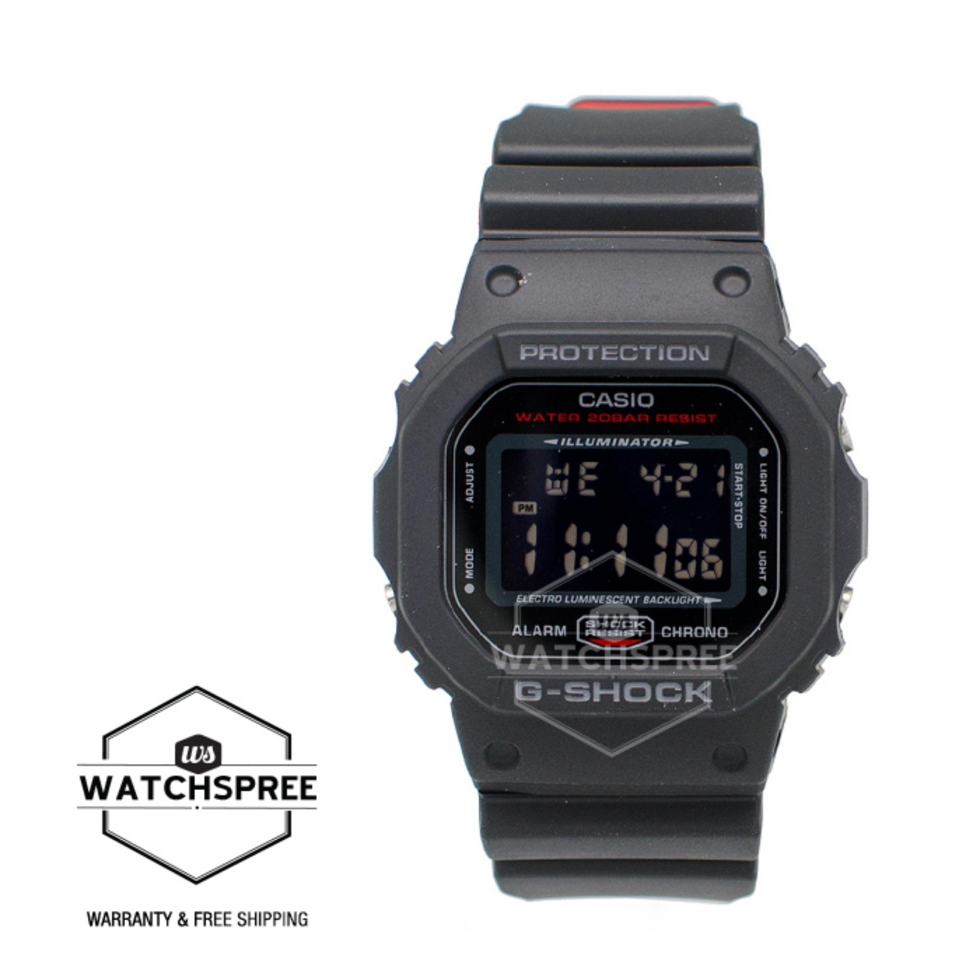 [Watchspree] Casio G-Shock Black x Red Heritage Color Series Black and Red Resin Band Watch DW5600HR-1D DW-5600HR-1D