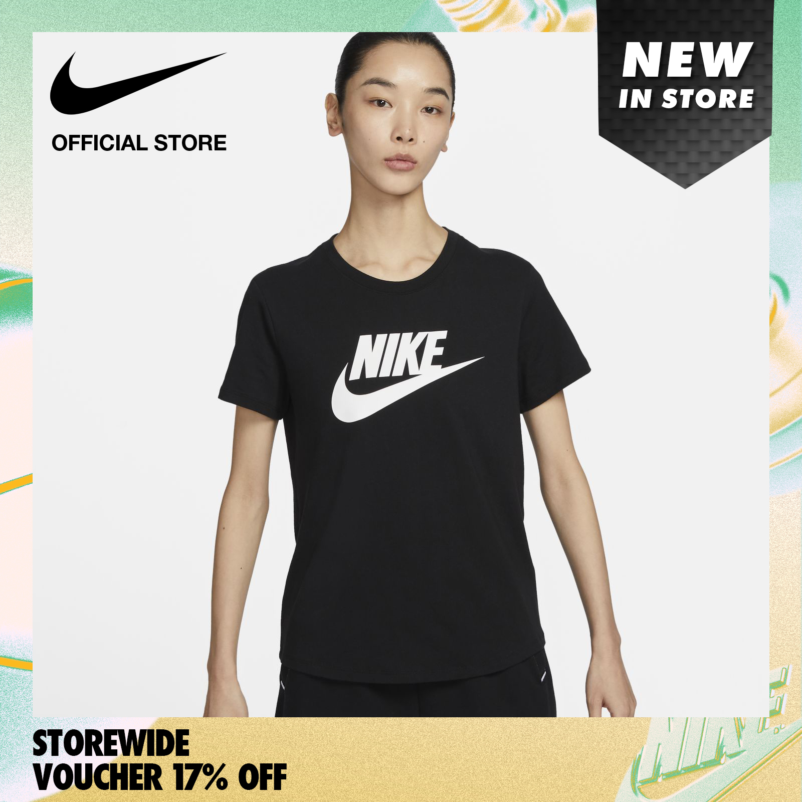 Nike Women's Sportswear Essentials Icon Futura T-Shirt - Black