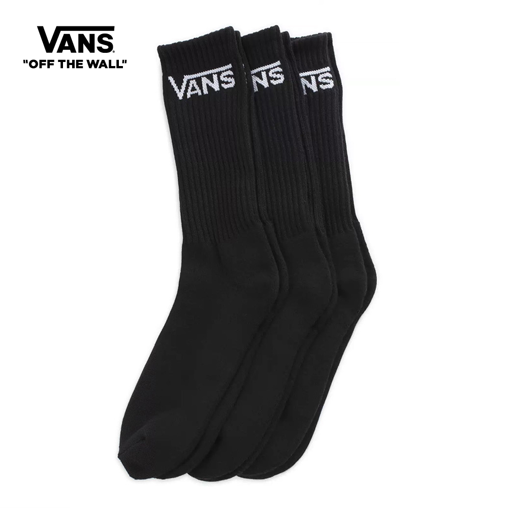 Vans Classic Crew Socks (Size 6.5-9, 3 Pack) Men Socks Black VN000XRZBLK1