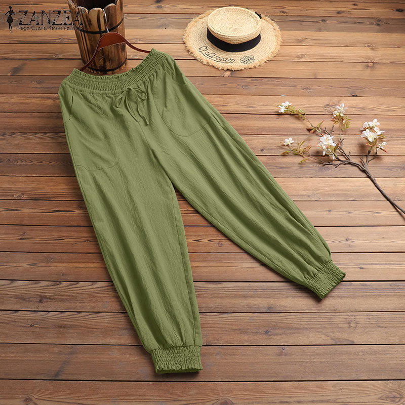 [Clearance Sale] ZANZEA Women's Legging Loose Wide Leg High Waist Pants Casual Wrap Trousers Plus CLE #1